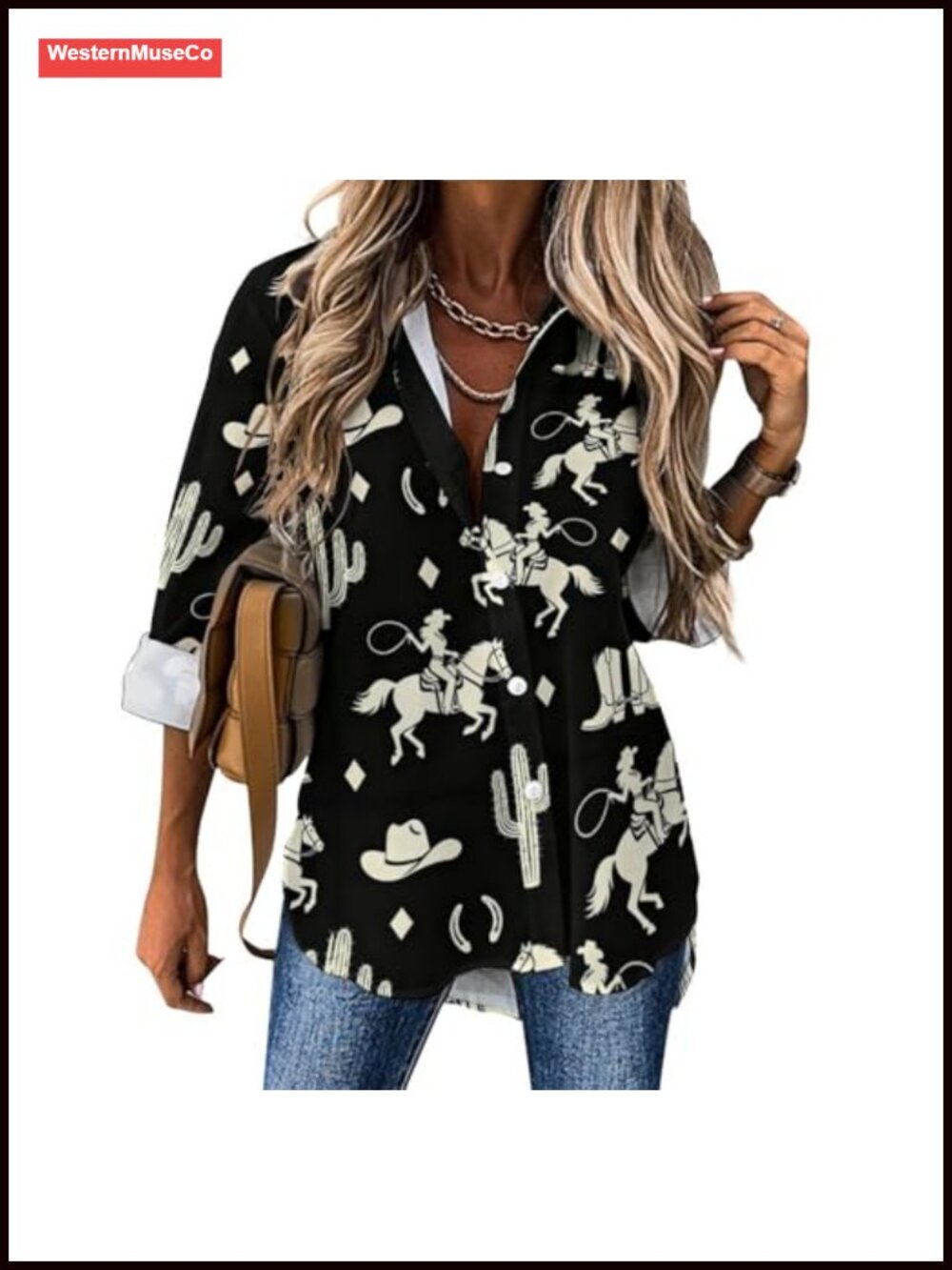 Women's Button Down Shirt Long Sleeve Irregular Hem Loose Fit Polyester Blouse
